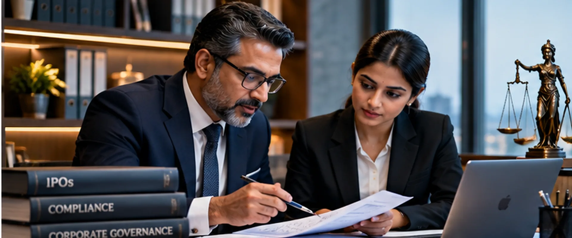 Advisors reviewing IPO compliance and governance documents